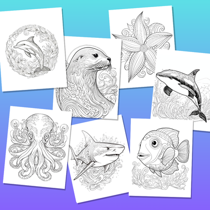 Sea Creatures Vol 1 - Adult Coloring Book with Soothing Designs of Animals, Mandalas, Landscapes, and More